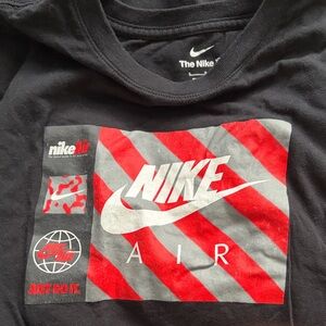 Nike Air Black Tee with Red and Gray Graphics